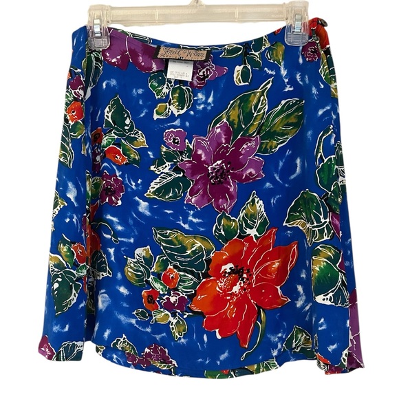 Carole Little Dresses & Skirts - Carole Little Vintage 1990’s Blue Floral Wrap Skirt size 10